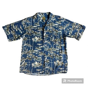 Bruno Mens button down Hawaiian 100% Rayon shirt size Large